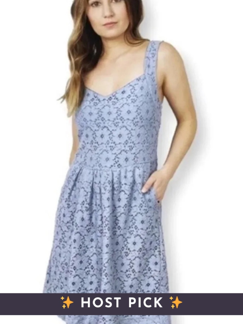 Anthropologie Deletta ♡ Sky Blue Eyelet Lace Open Back Sundress
